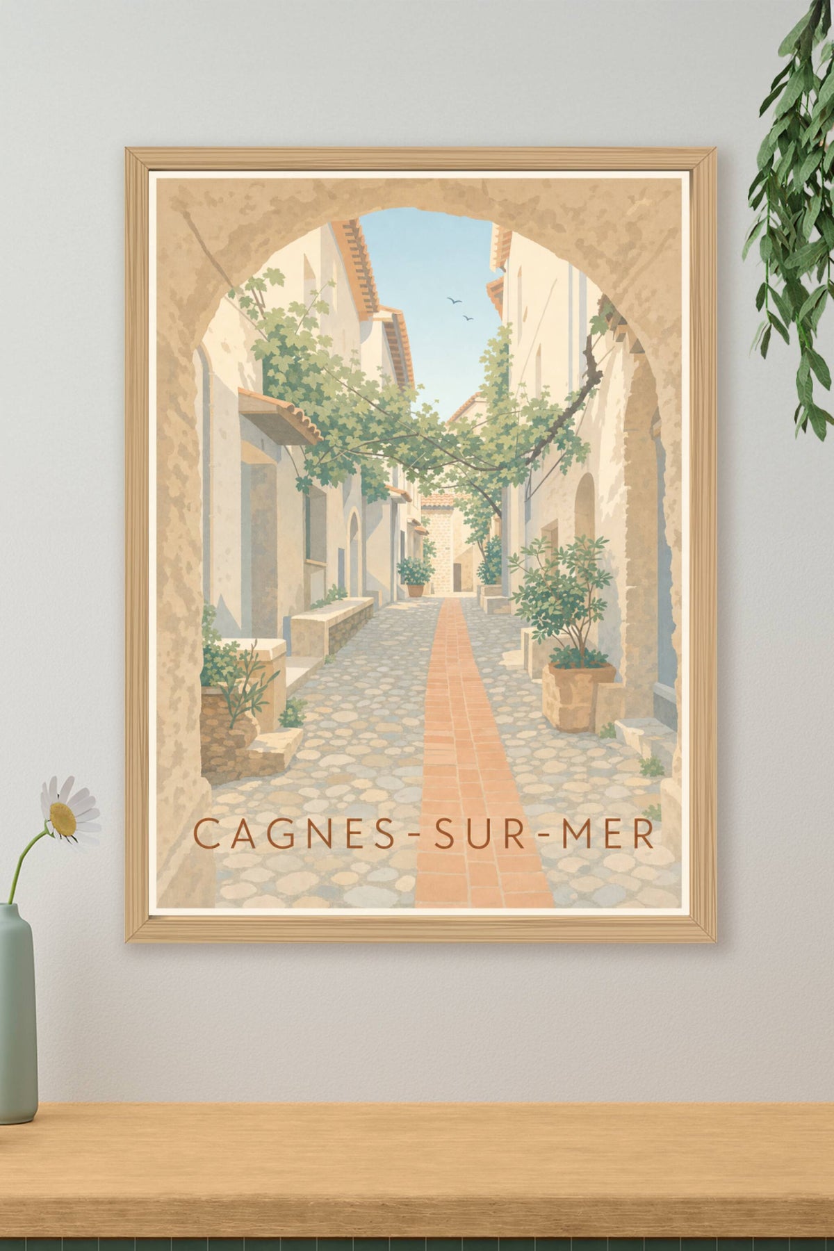 Affiche de Cagnes-sur-Mer, poster ruelle fleurie