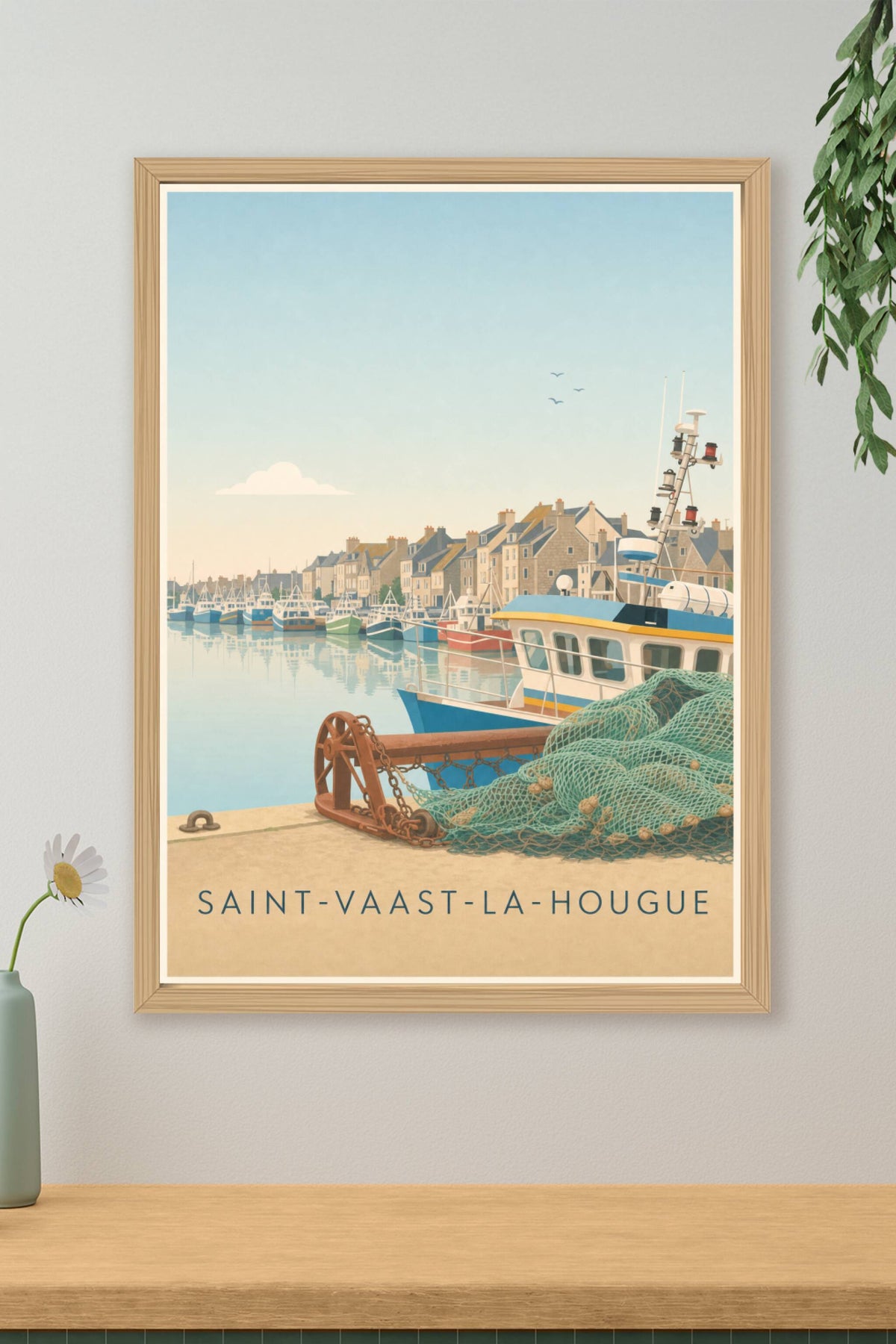 Affiche de Saint-Vaast-la-Hougue, poster filets de pêche