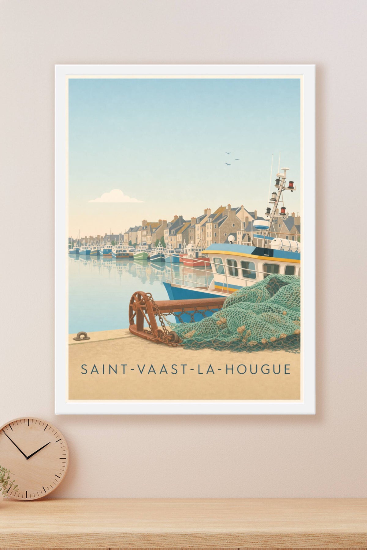 Affiche de Saint-Vaast-la-Hougue, poster filets de pêche