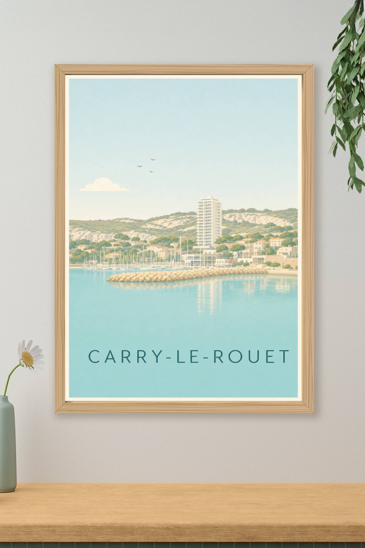 Affiche de Carry-le-Rouet, poster pins et mer