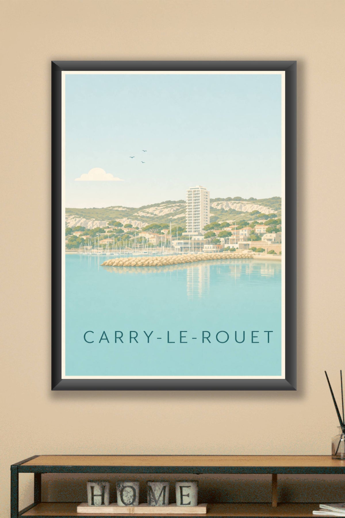 Affiche de Carry-le-Rouet, poster pins et mer