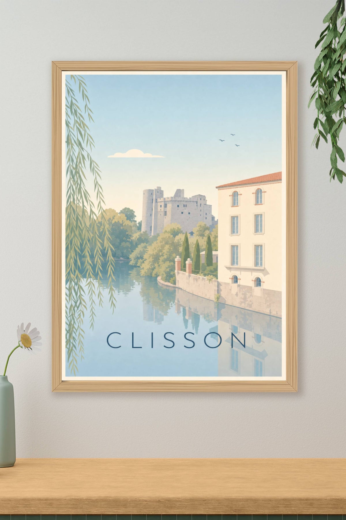 Affiche de Clisson, poster château et rivière