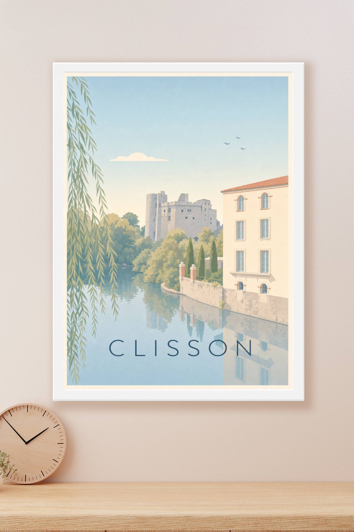 Affiche de Clisson, poster château et rivière