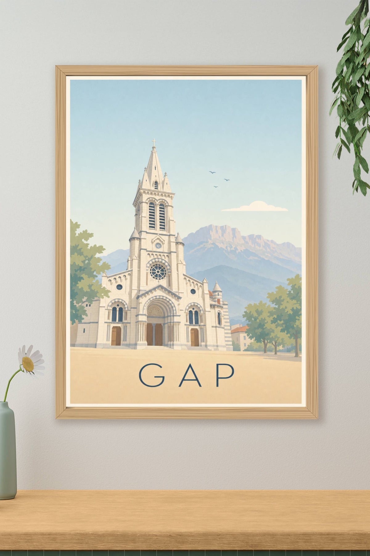 Affiche de Gap, poster de la cathédrale alpine