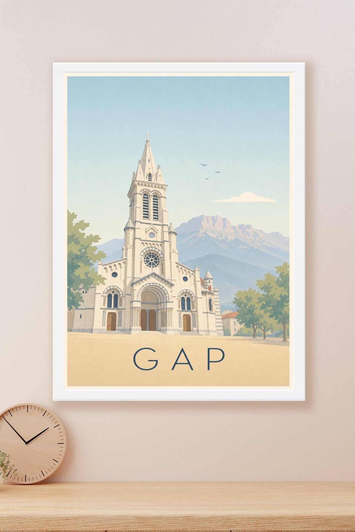 Affiche de Gap, poster de la cathédrale alpine