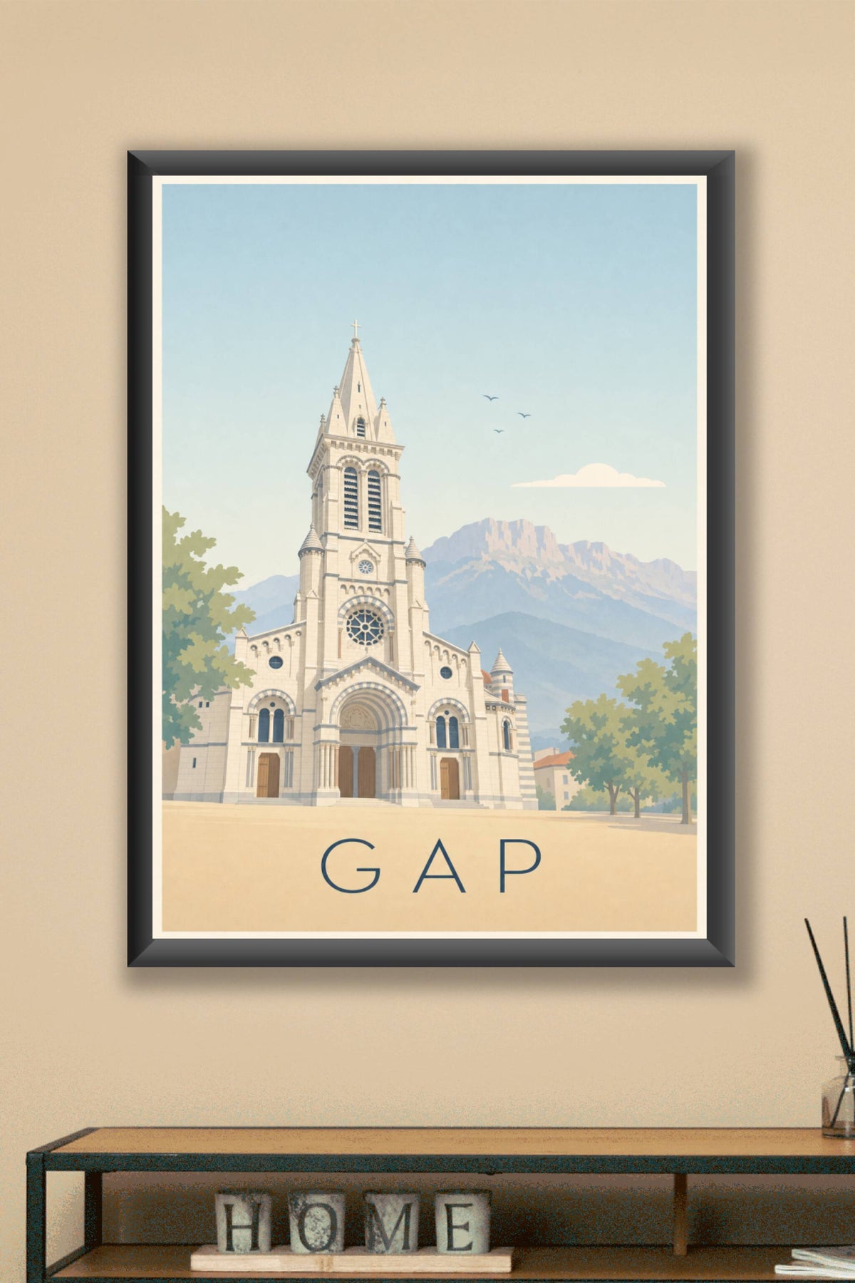 Affiche de Gap, poster de la cathédrale alpine