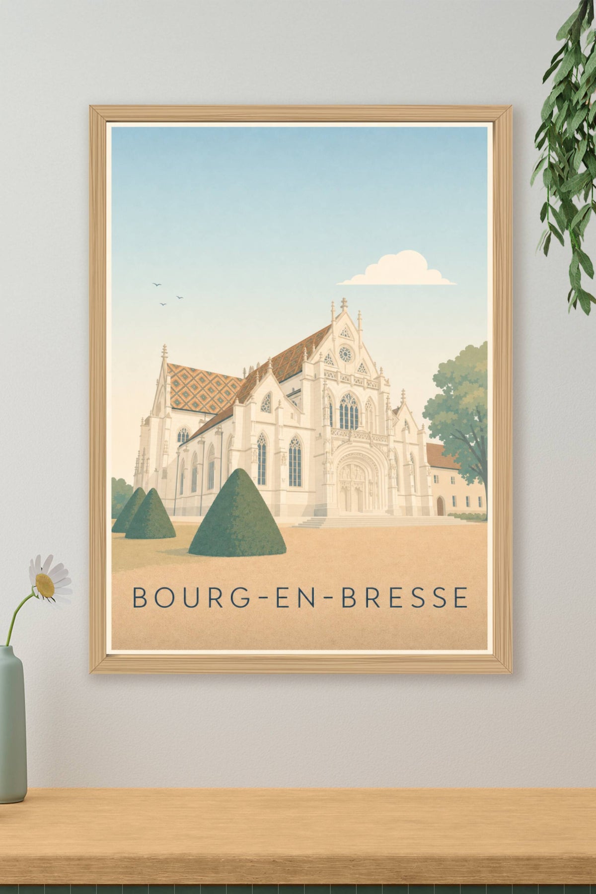 Affiche de Bourg-en-Bresse, poster toit en tuiles vernissées