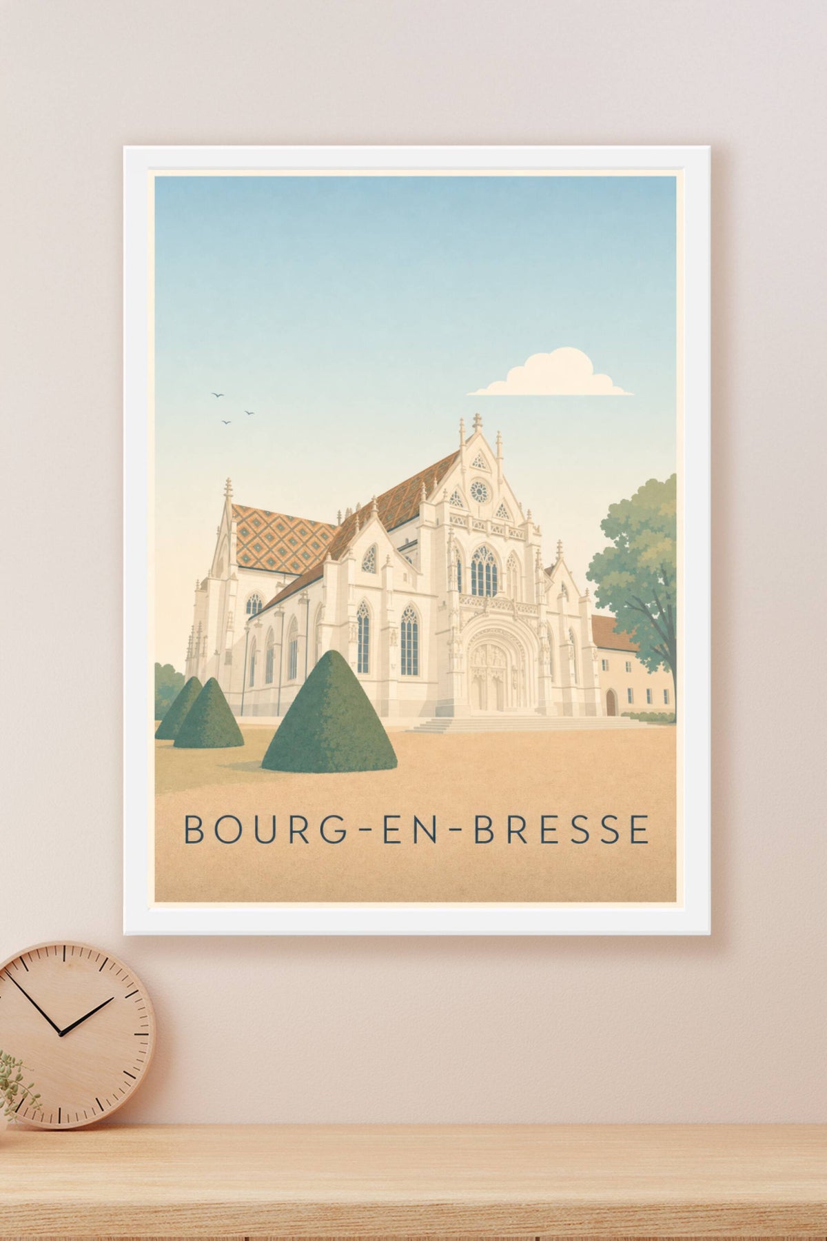 Affiche de Bourg-en-Bresse, poster toit en tuiles vernissées