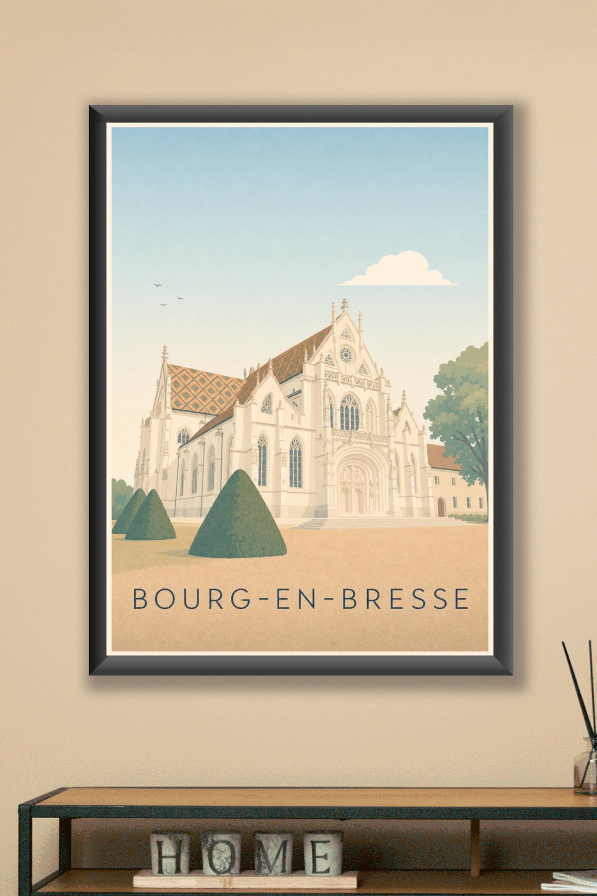 Affiche de Bourg-en-Bresse, poster toit en tuiles vernissées