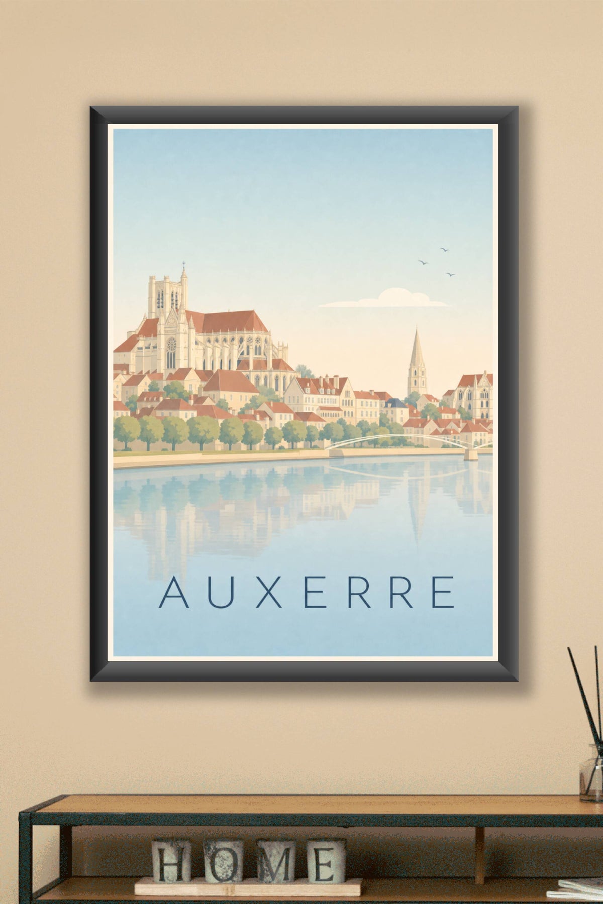 Affiche d'Auxerre, poster cathédrale Saint-Étienne