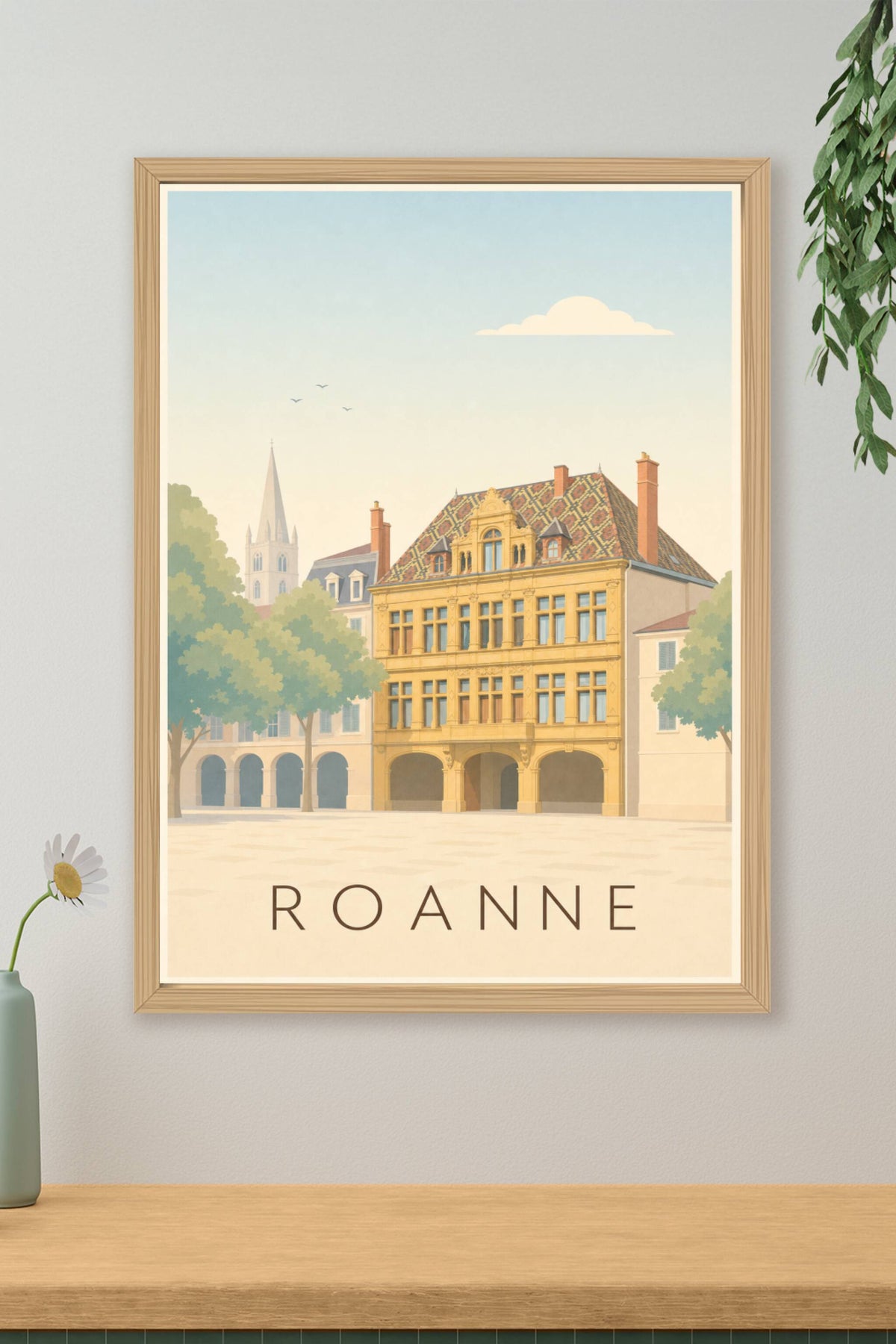 Affiche de Roanne, poster Maison à pans de bois