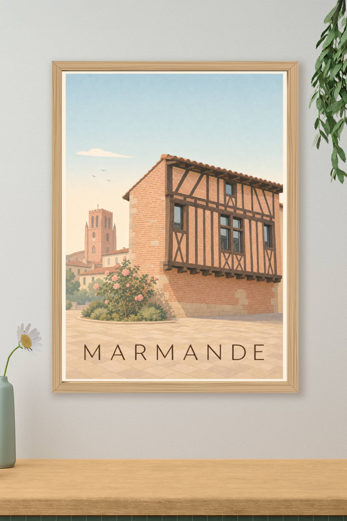 Affiche de Marmande, maison à colombages