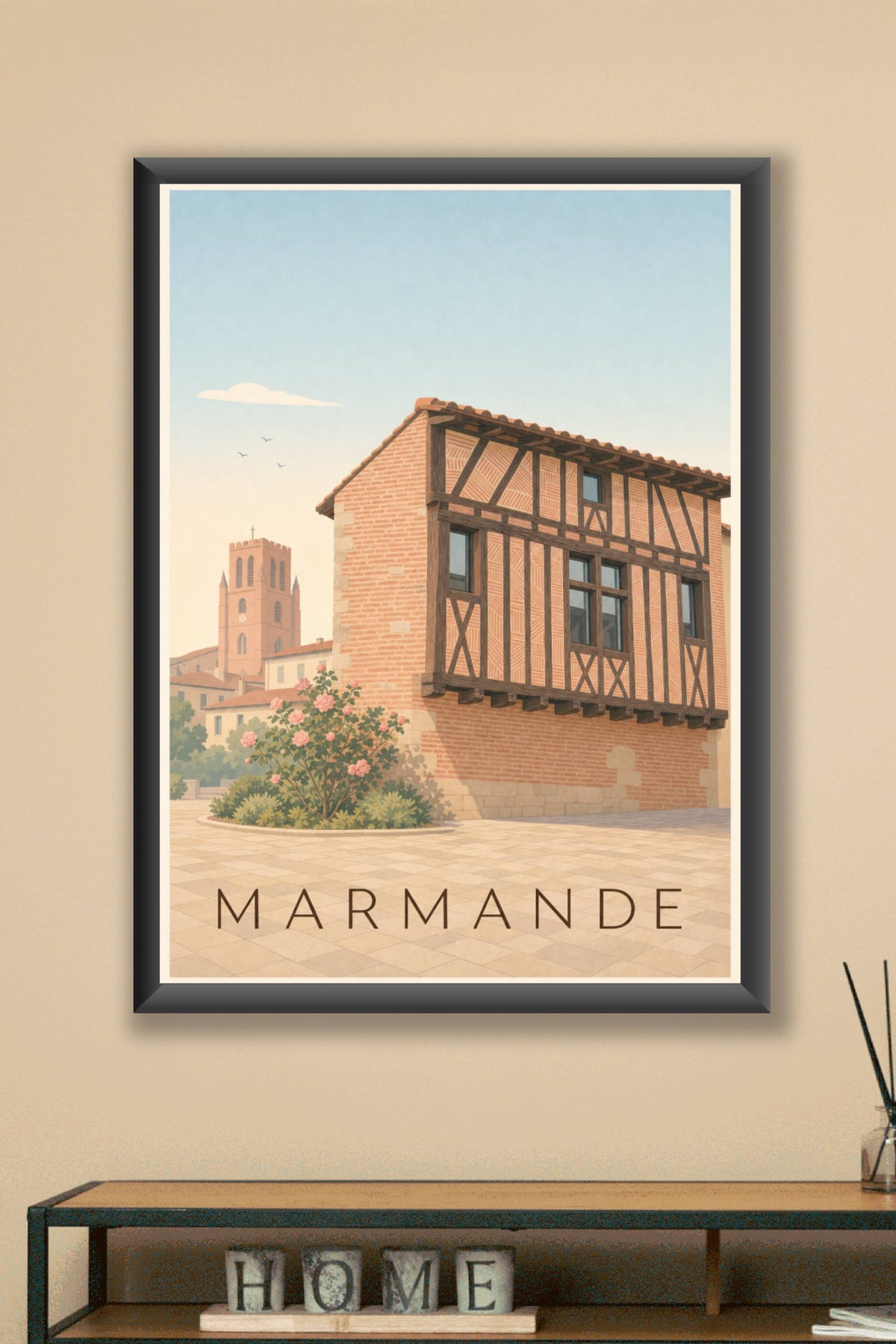 Affiche de Marmande, maison à colombages