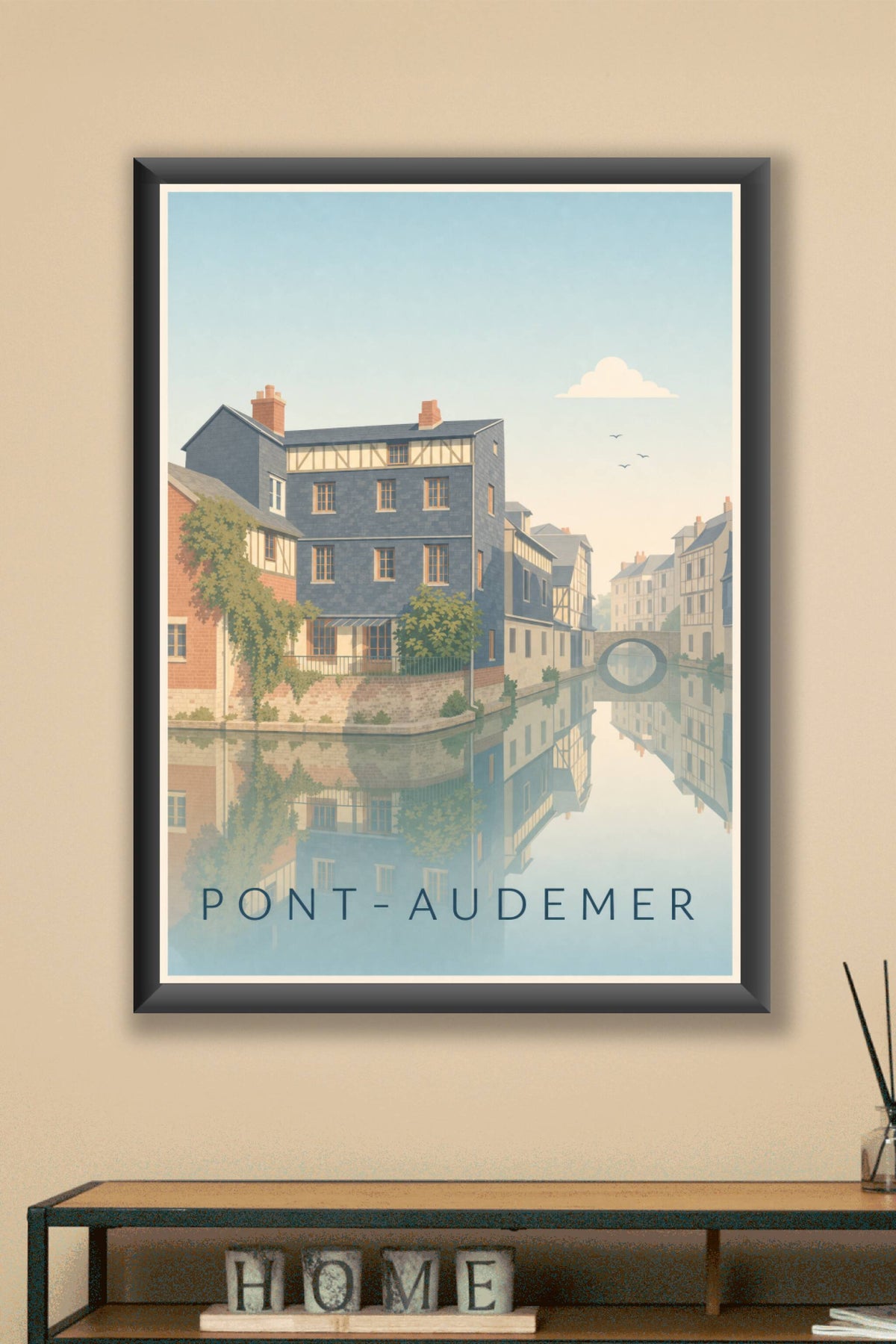 Affiche Pont-Audemer, poster ville normande