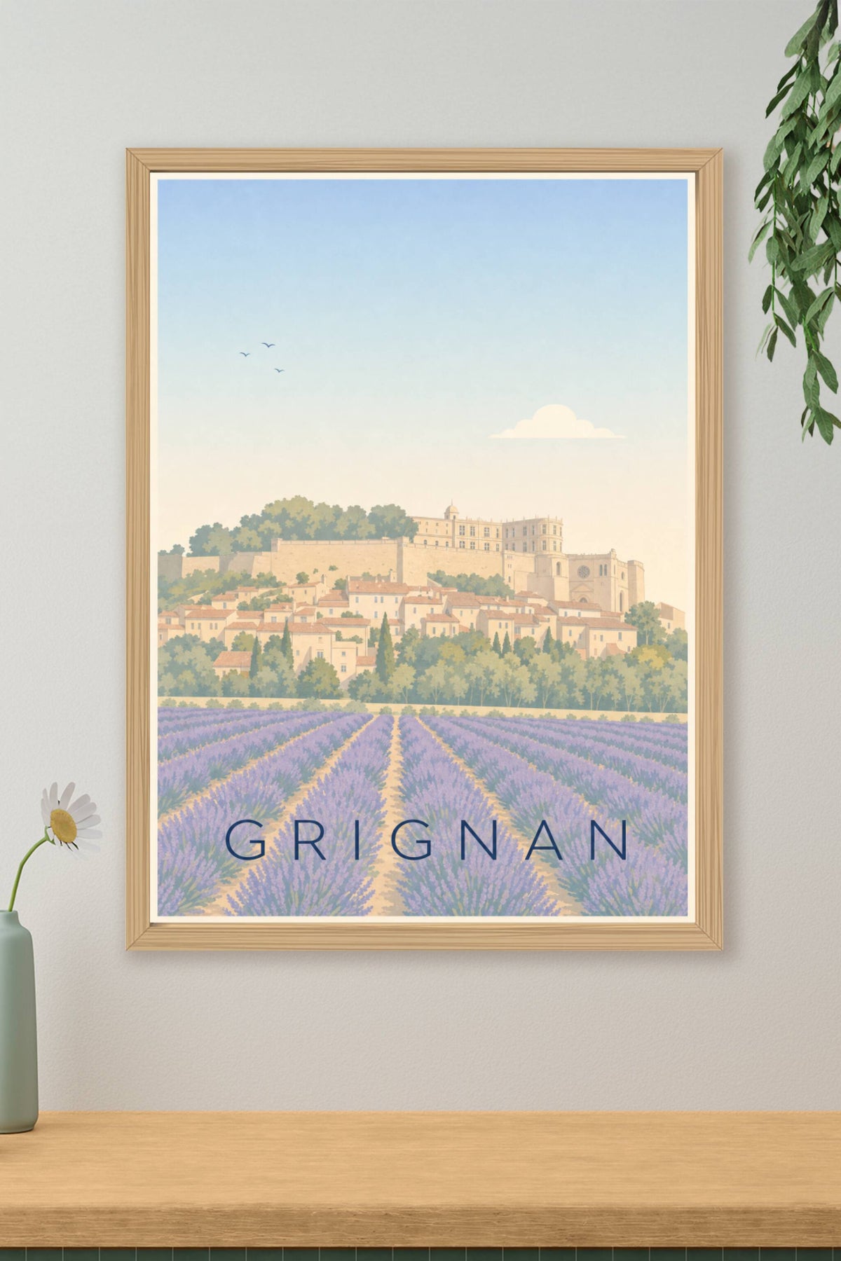 Affiche de Grignan, poster château et lavande