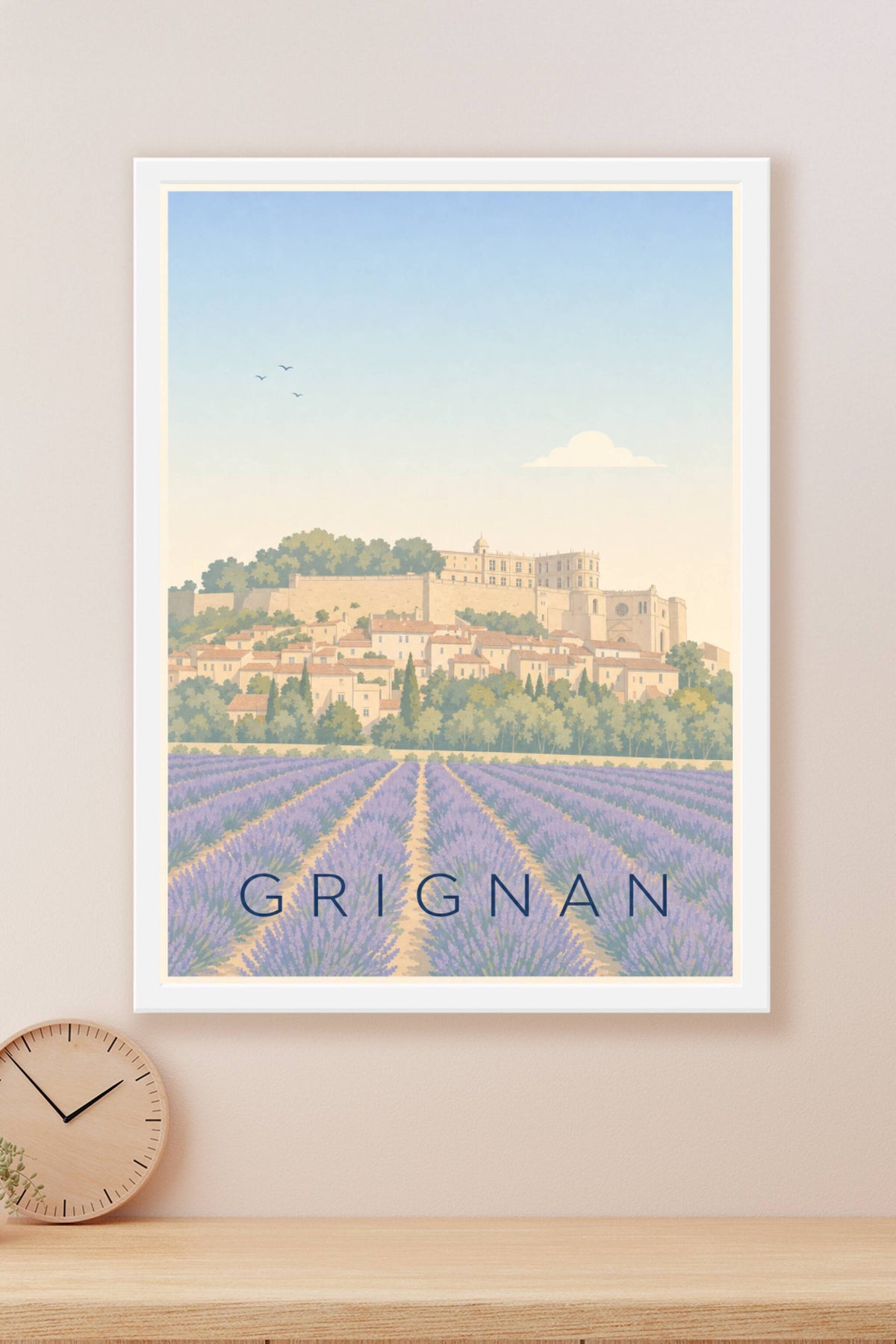 Affiche de Grignan, poster château et lavande