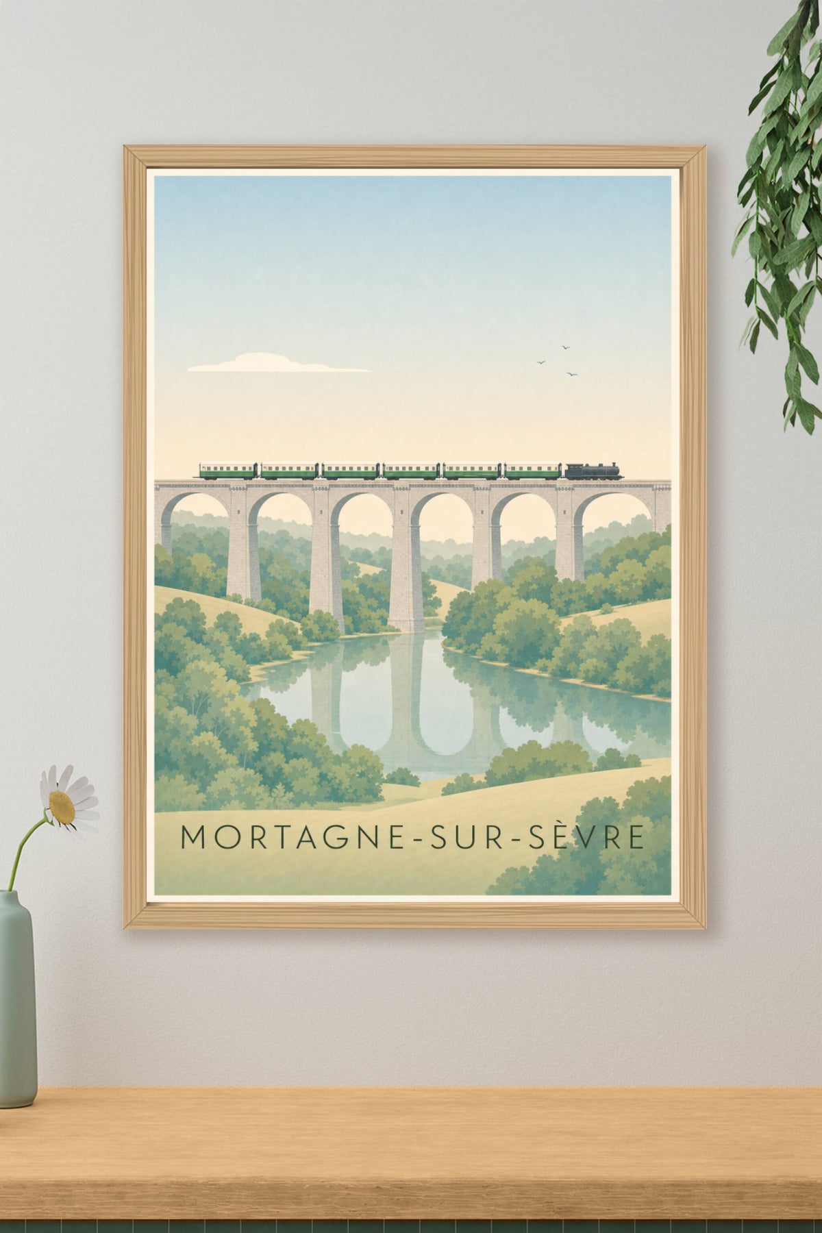 Affiche de Mortagne-sur-Sèvre, poster pont de pierre