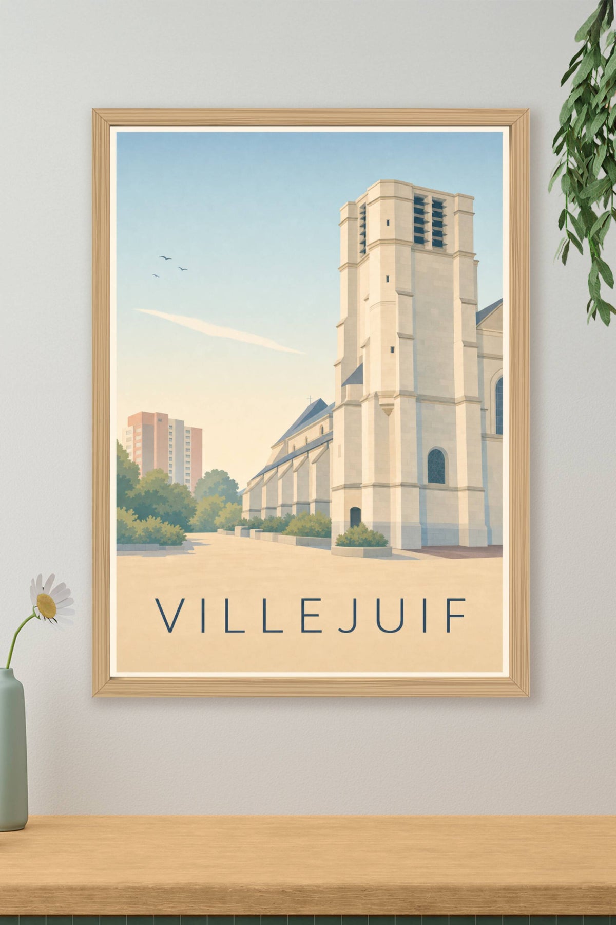 Affiche de Villejuif, poster église et ville