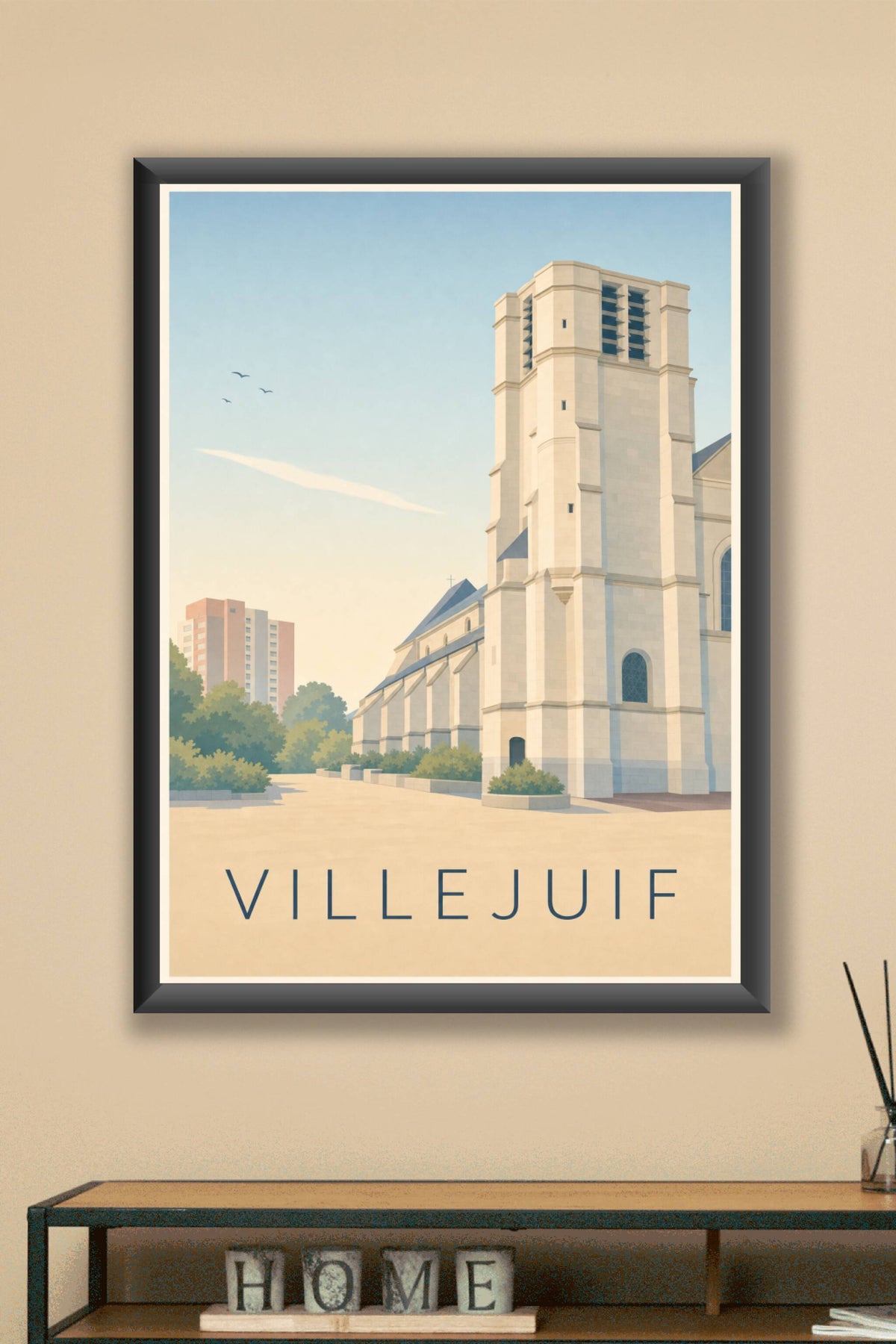 Affiche de Villejuif, poster église et ville