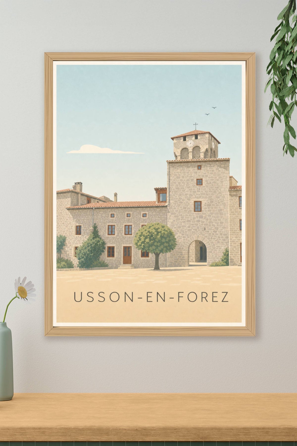 Affiche d'Usson-en-Forez, poster village de Loire
