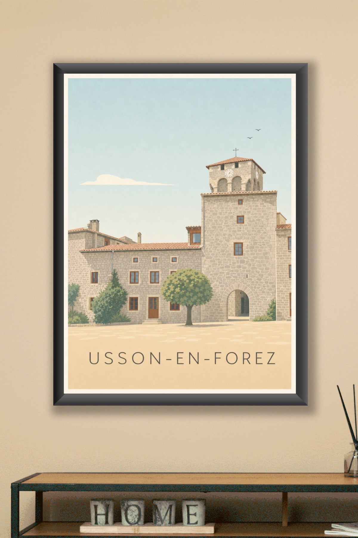 Affiche d'Usson-en-Forez, poster village de Loire