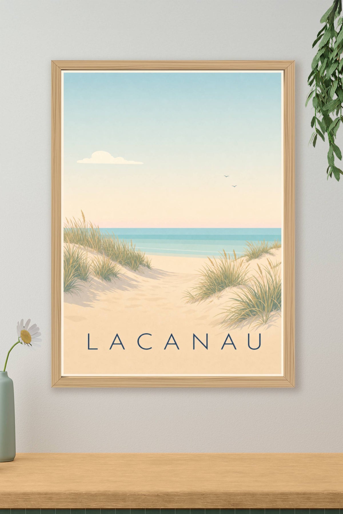 Affiche de Lacanau, poster vague et bunkers
