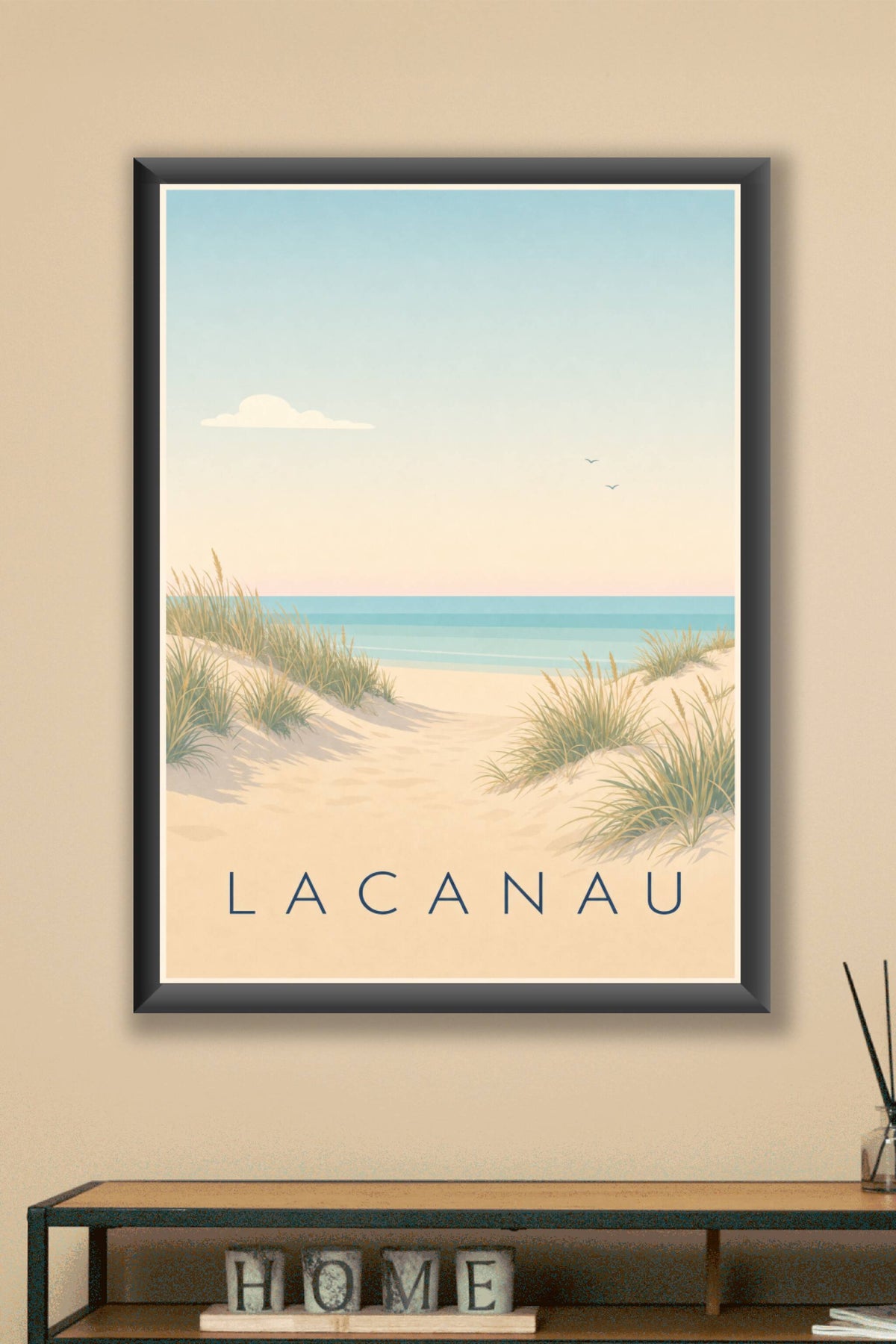 Affiche de Lacanau, poster vague et bunkers