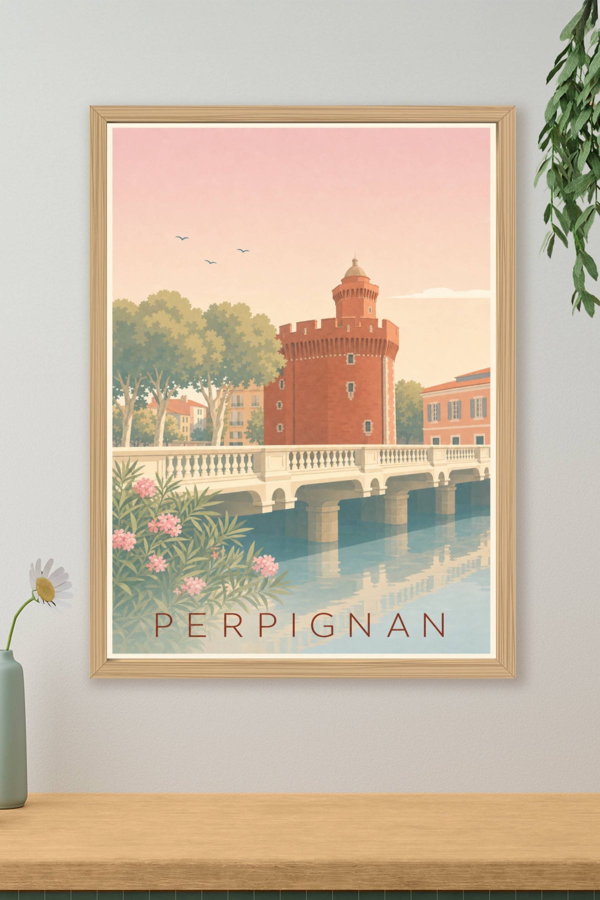 Affiche de Perpignan, poster vintage Le Castillet