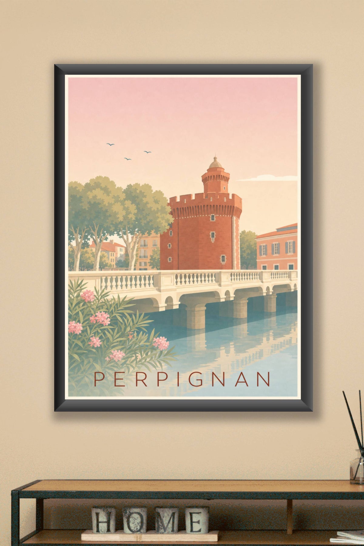 Affiche de Perpignan, poster vintage Le Castillet
