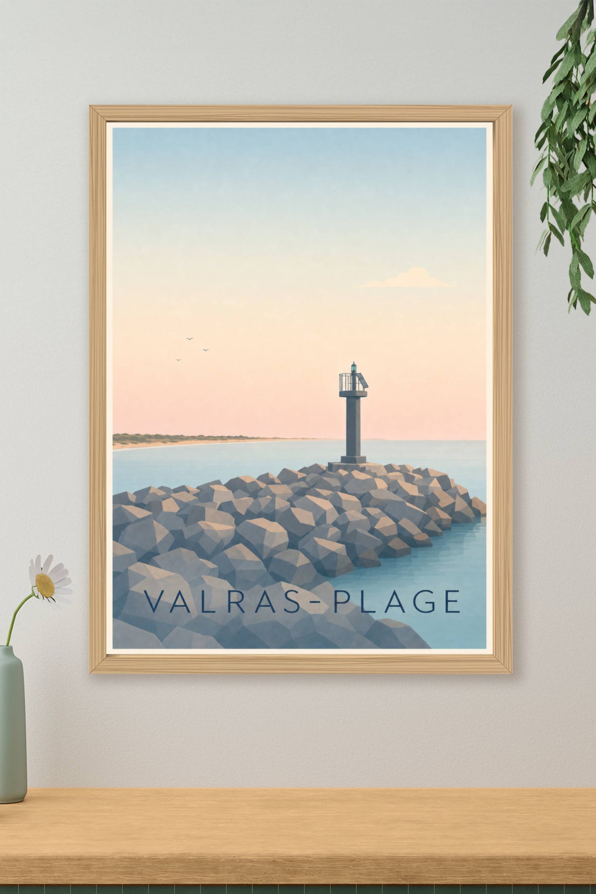Affiche de Valras-Plage, poster phare et jetée