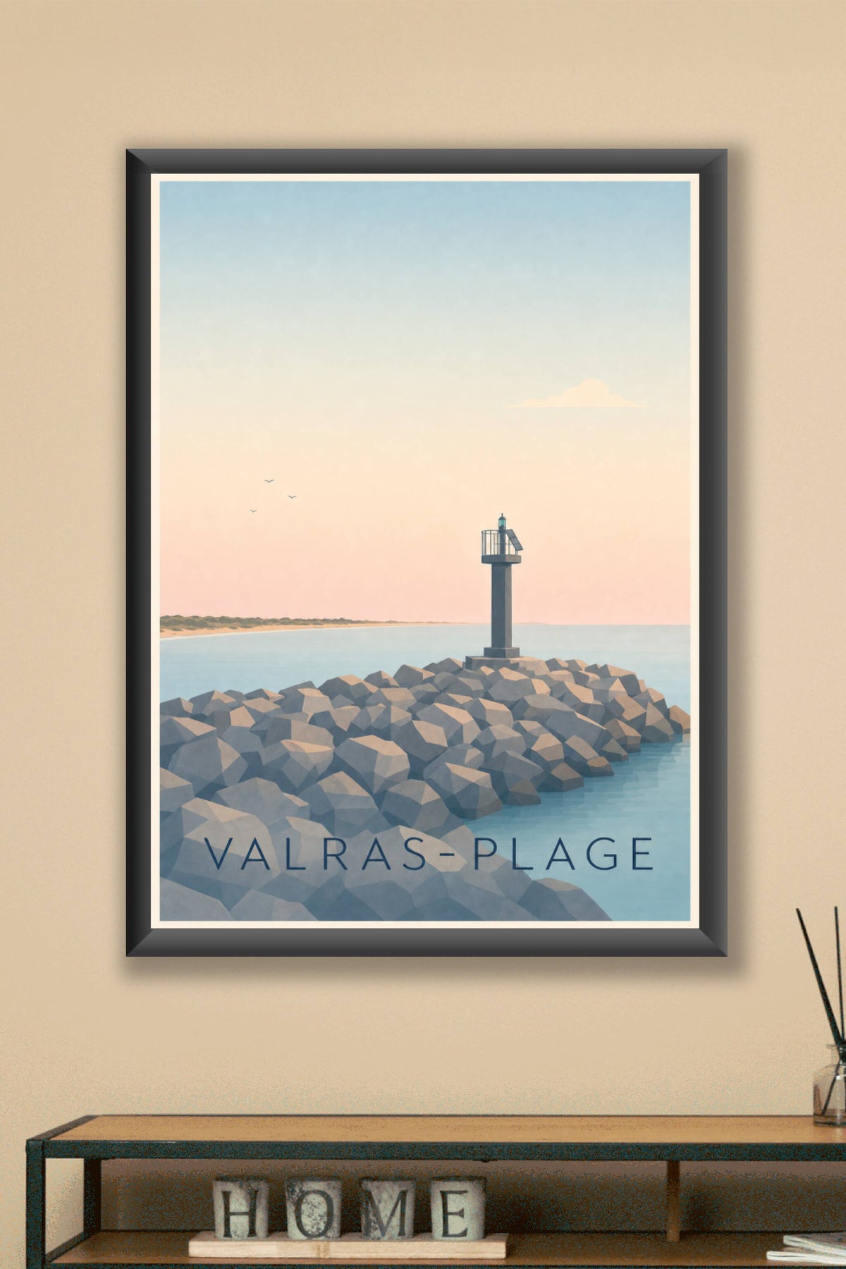 Affiche de Valras-Plage, poster phare et jetée