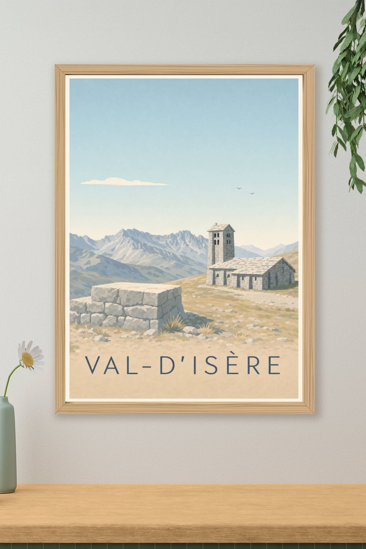Affiche de Val-d'Isère, poster église de pierre