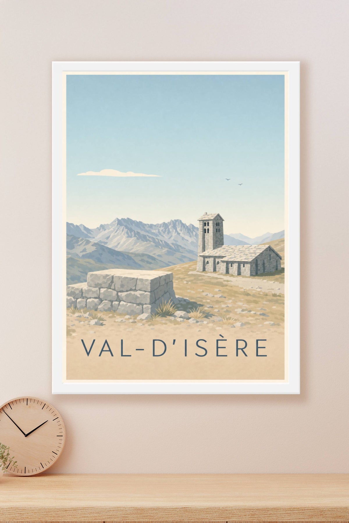 Affiche de Val-d'Isère, poster église de pierre