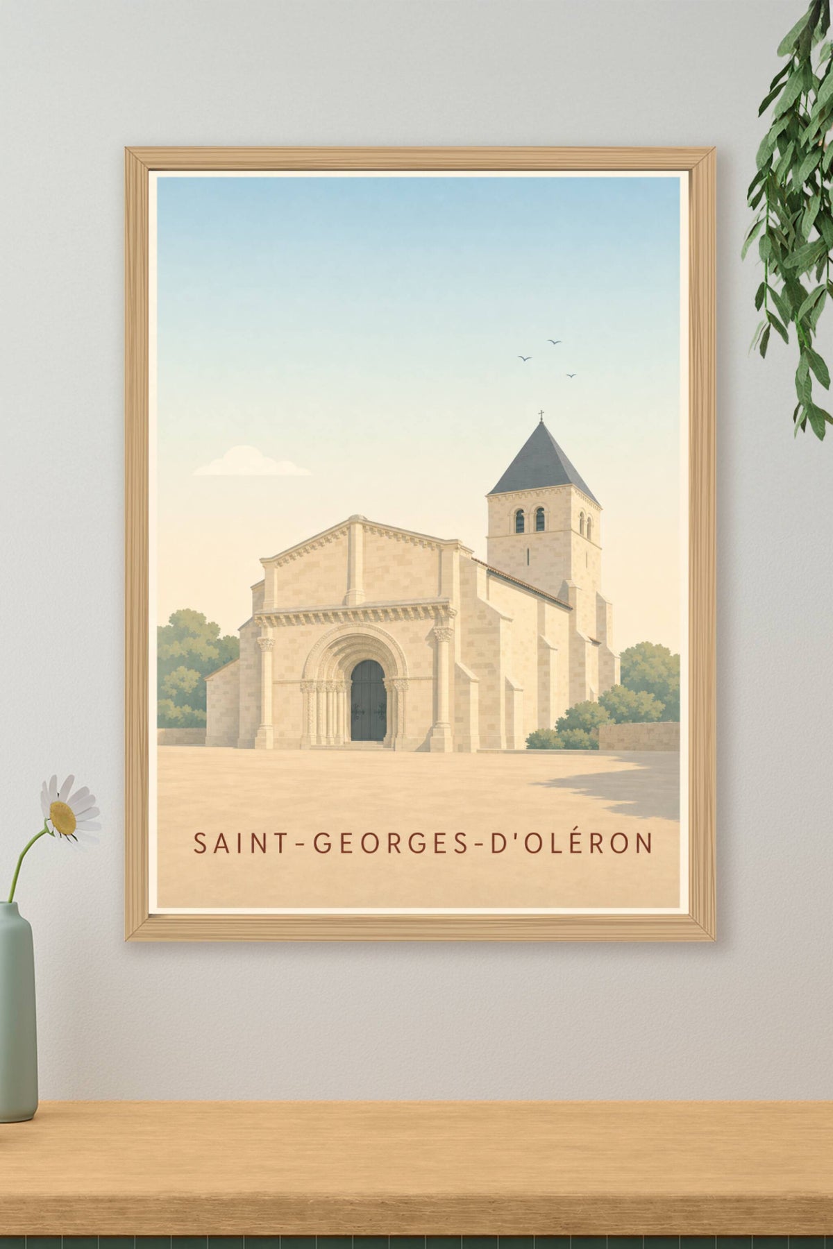 Affiche de Saint-Georges-d'Oléron, poster église romane