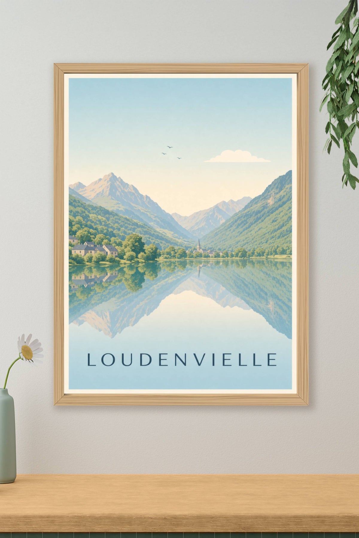 Affiche de Loudenvielle, poster lac et montagnes