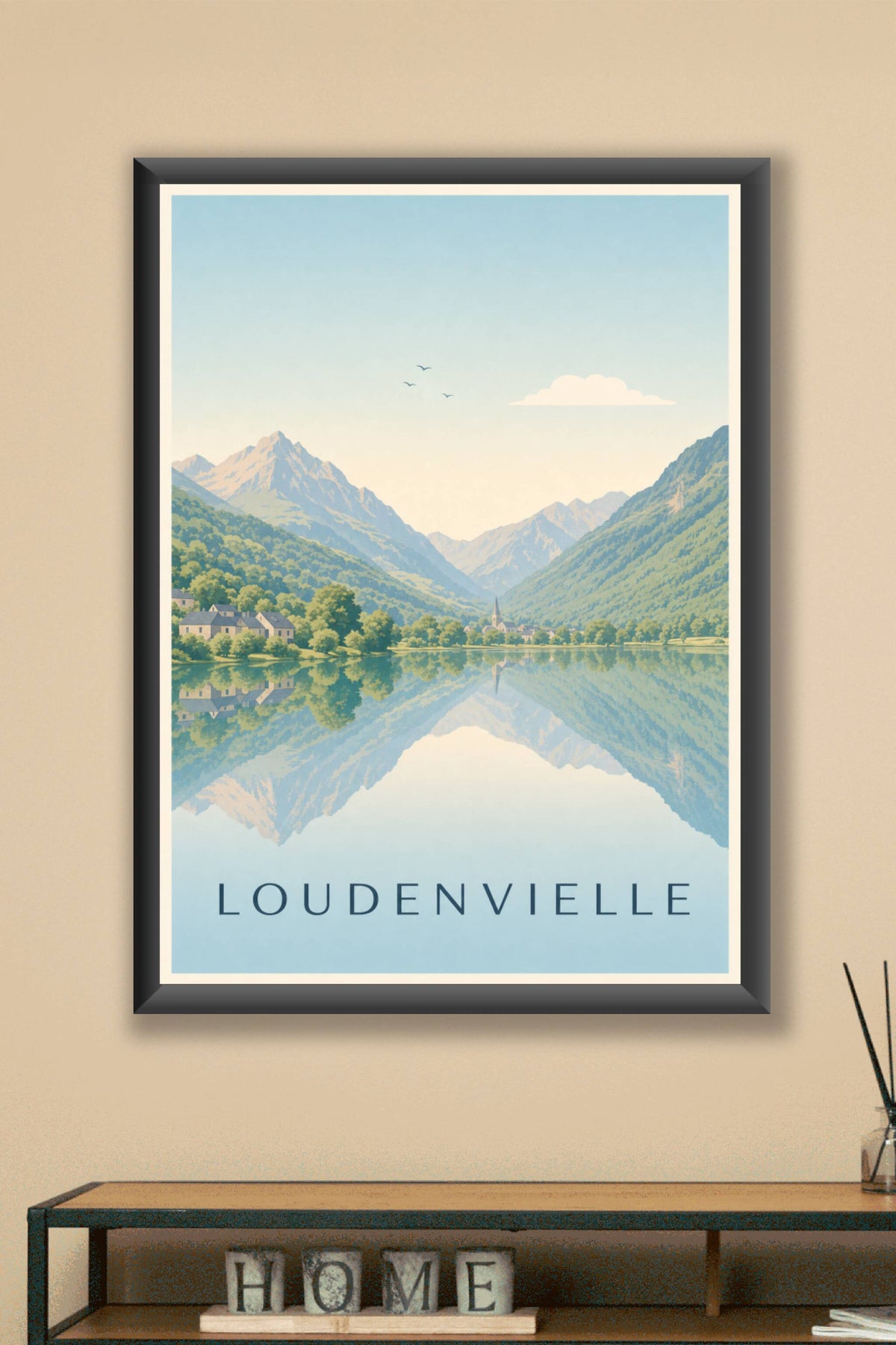 Affiche de Loudenvielle, poster lac et montagnes