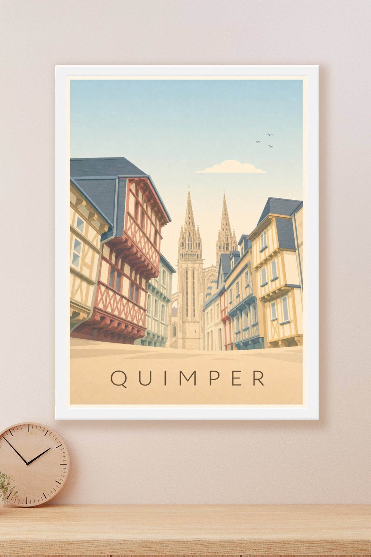 Affiche de Quimper, poster maisons à pans de bois
