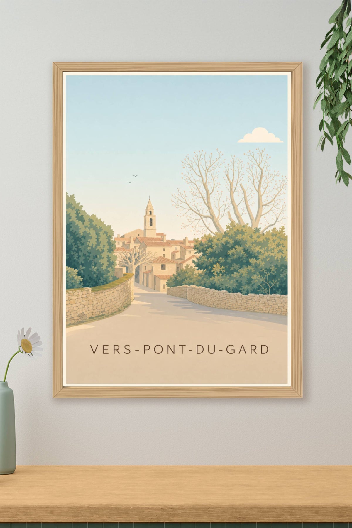 Affiche de Vers-Pont-du-Gard, poster murets en pierre