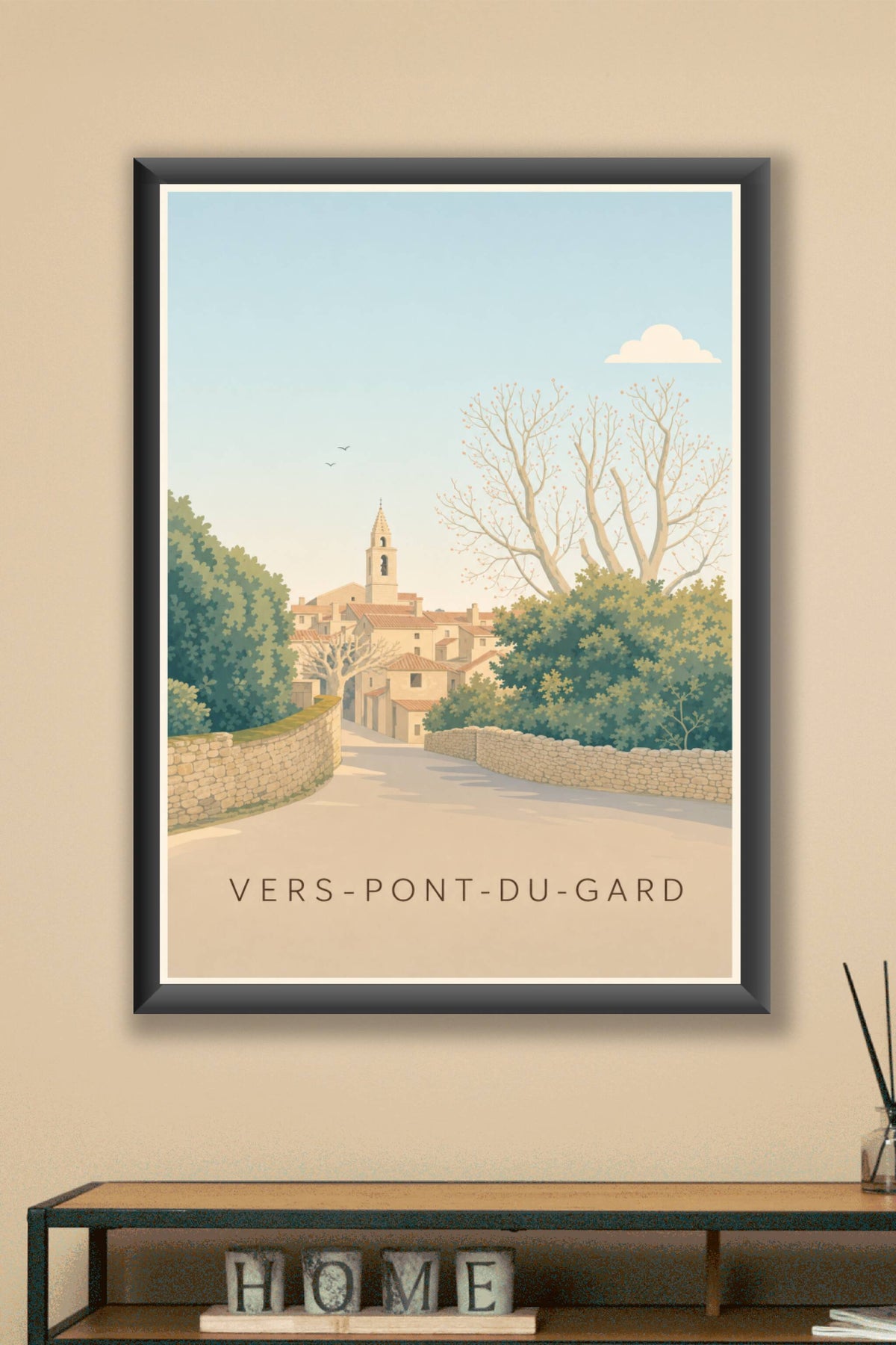 Affiche de Vers-Pont-du-Gard, poster murets en pierre