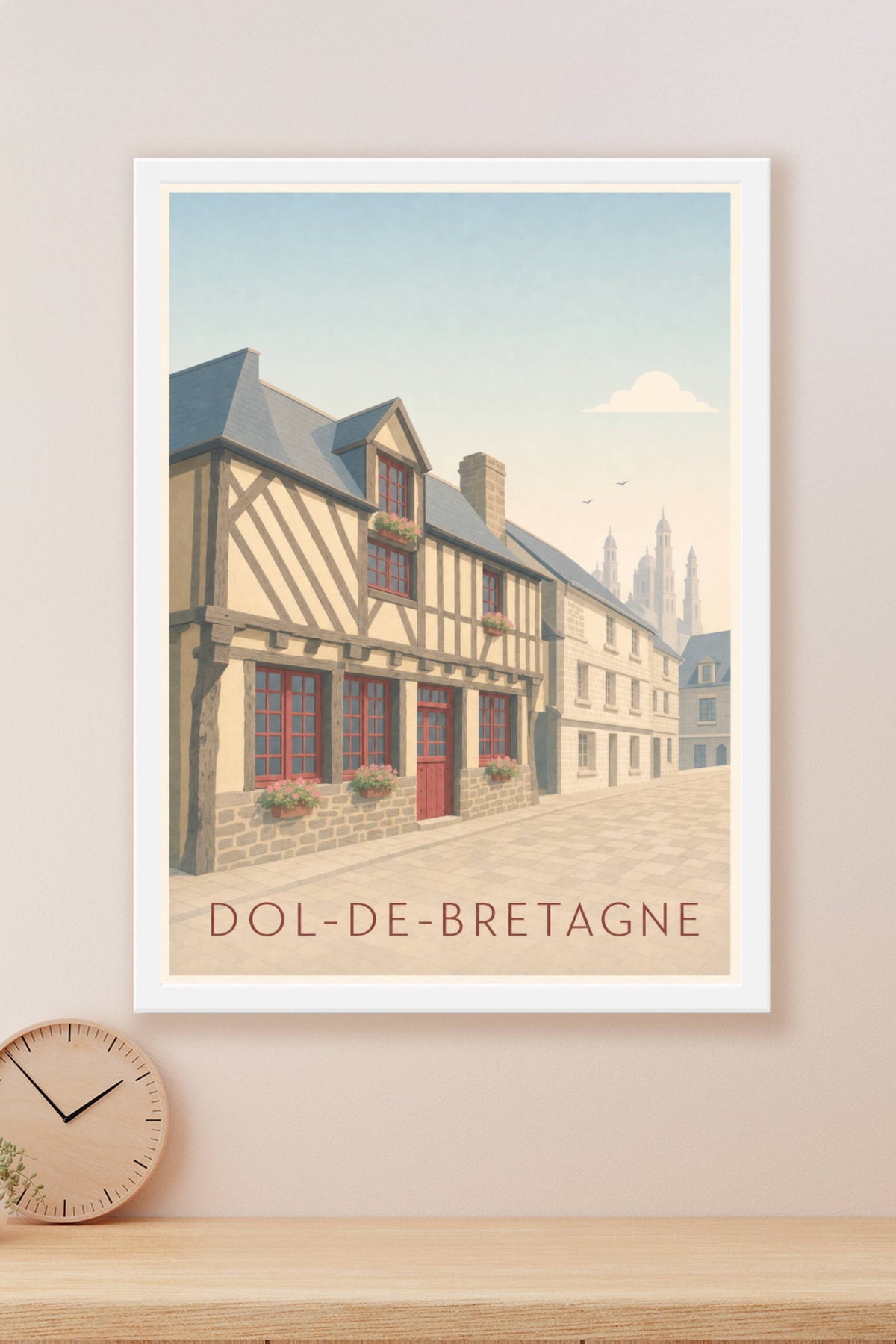 Affiche de Dol-de-Bretagne, poster maisons à pans de bois