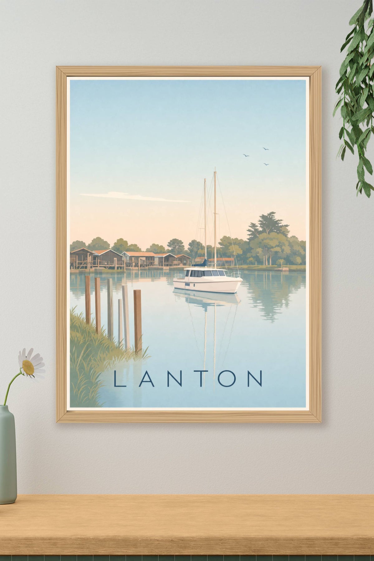 Affiche de Lanton, poster port du Bassin d'Arcachon