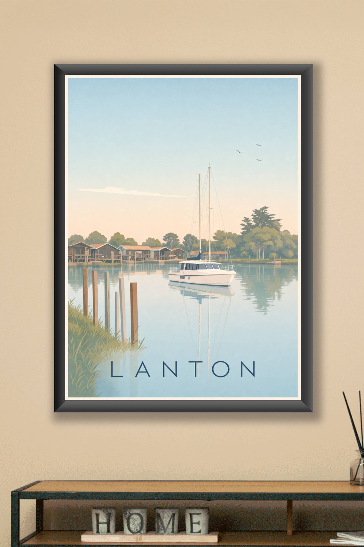 Affiche de Lanton, poster port du Bassin d'Arcachon
