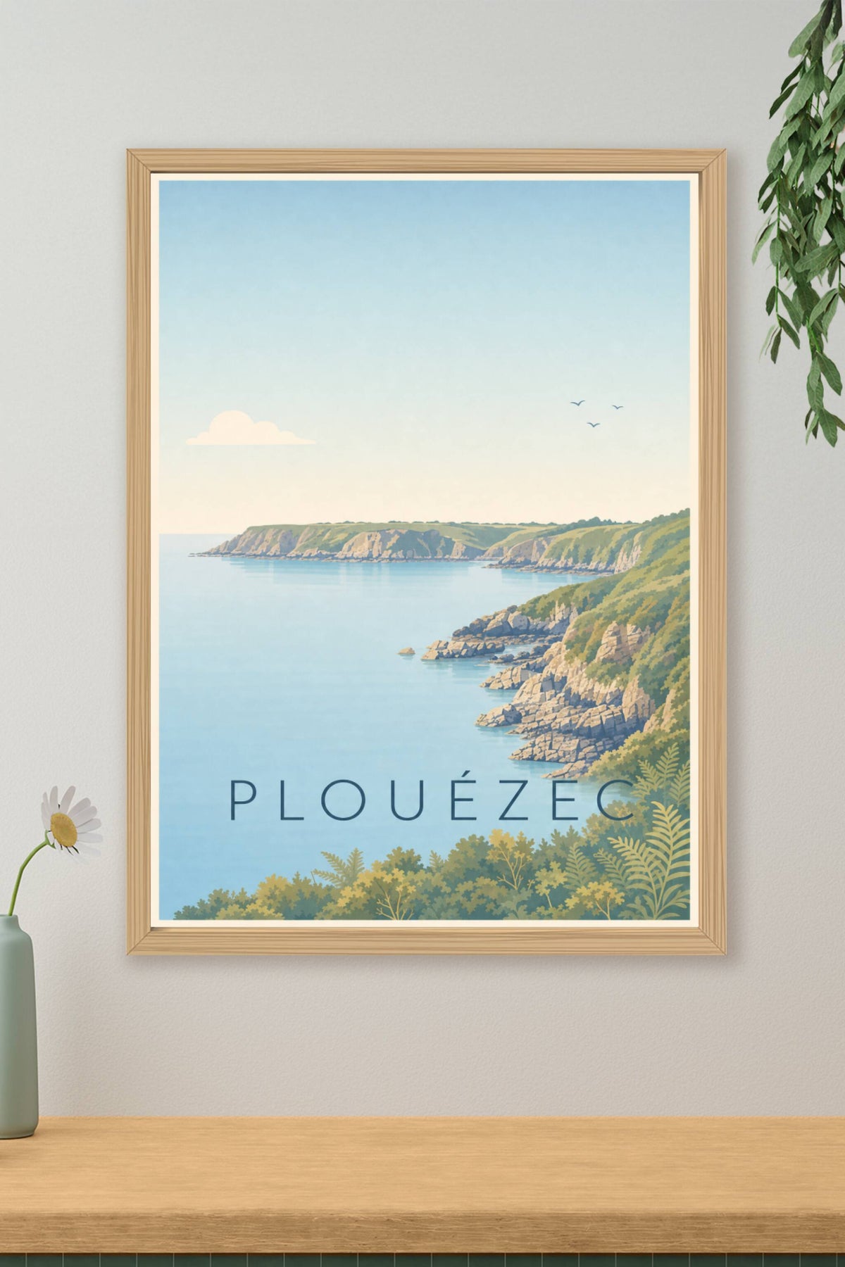 Affiche de Plouézec, poster falaises de Bretagne