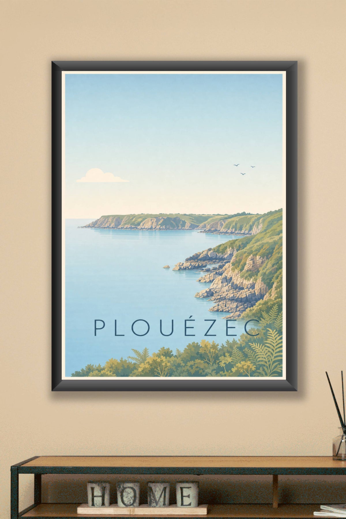 Affiche de Plouézec, poster falaises de Bretagne