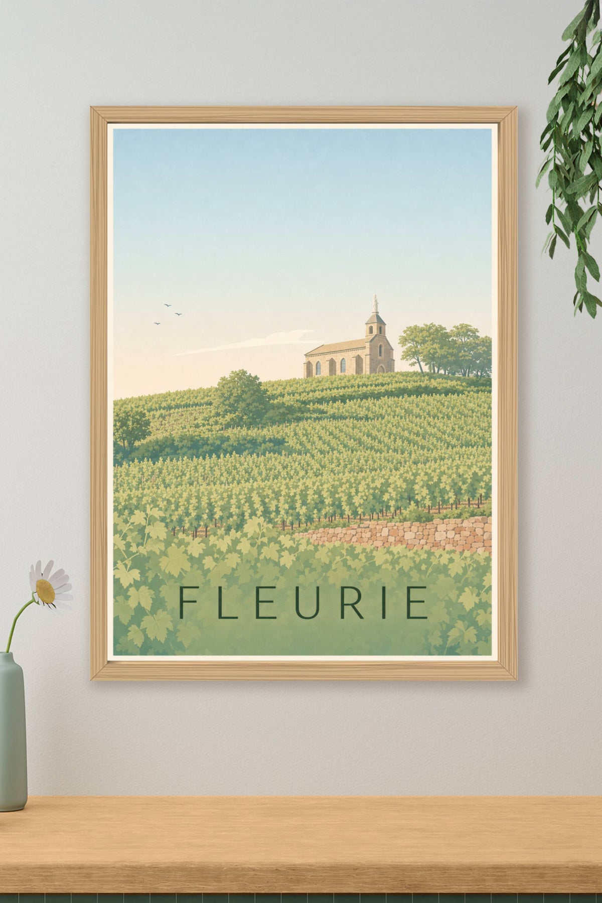 Affiche de Fleurie, poster village Beaujolais