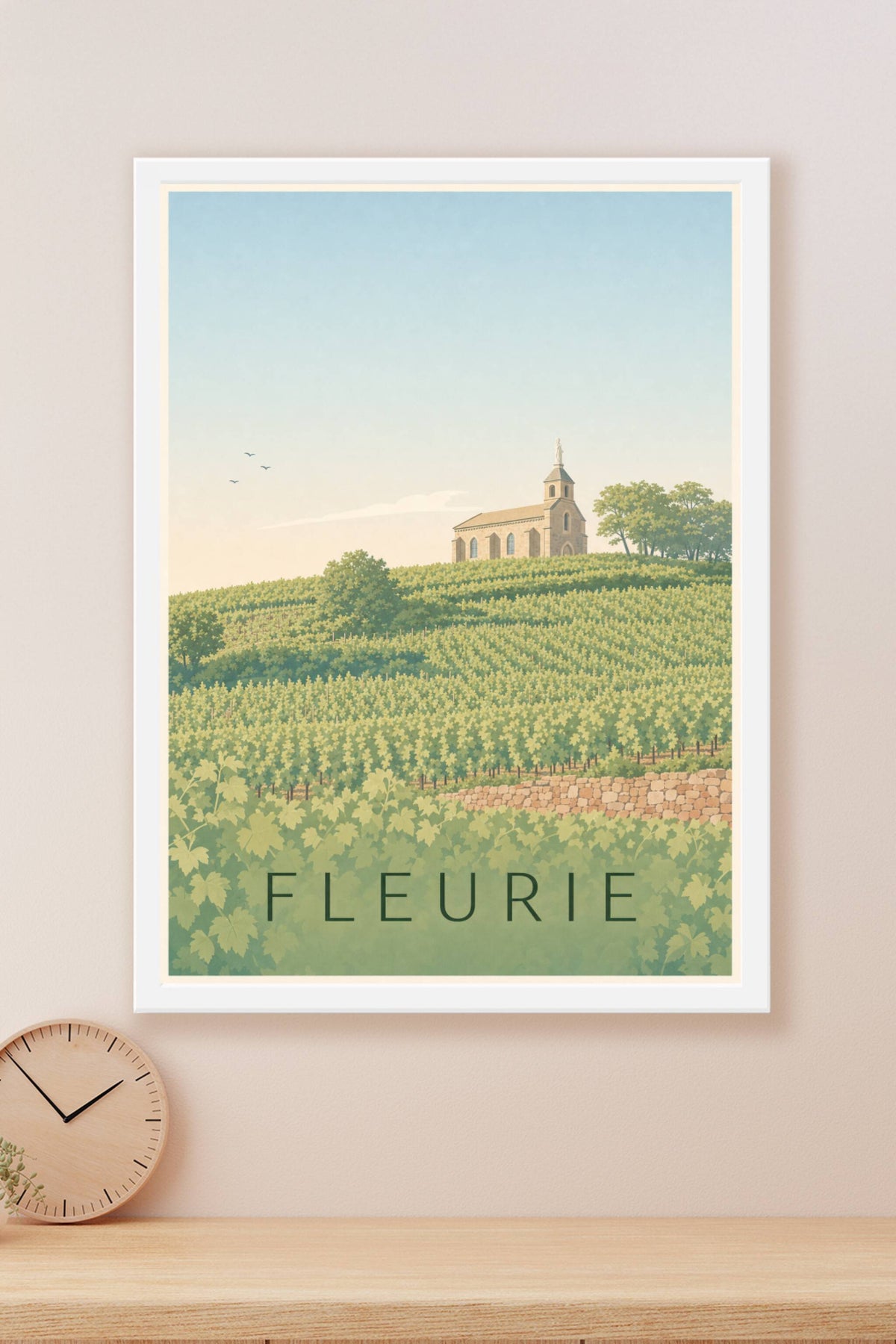 Affiche de Fleurie, poster village Beaujolais