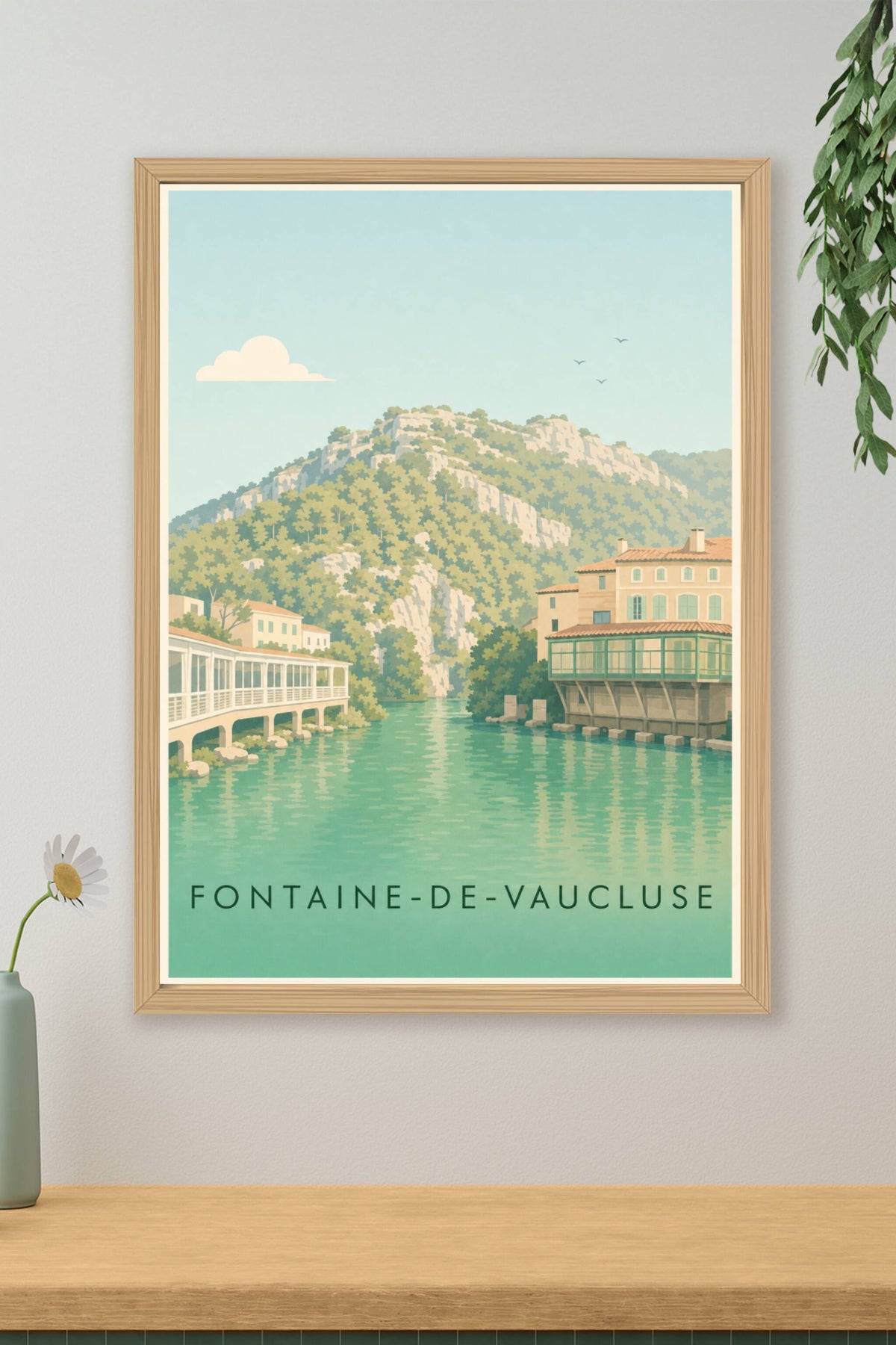 Affiche Fontaine-de-Vaucluse, poster falaises