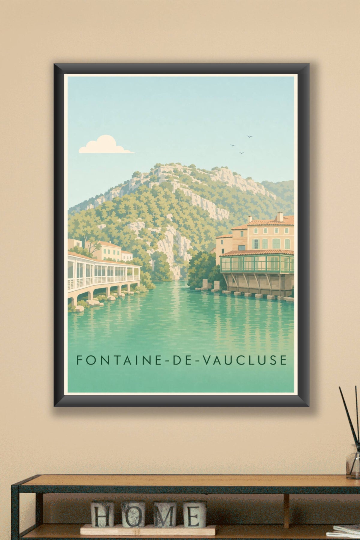 Affiche Fontaine-de-Vaucluse, poster falaises