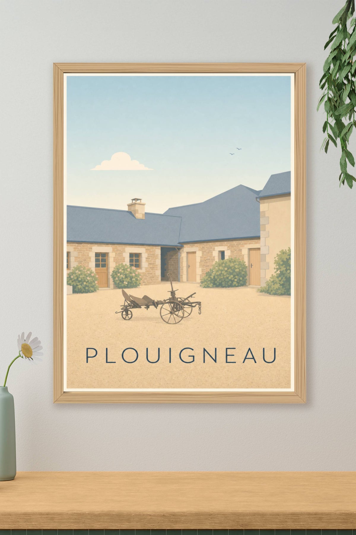 Affiche de Plouigneau, poster cour bretonne