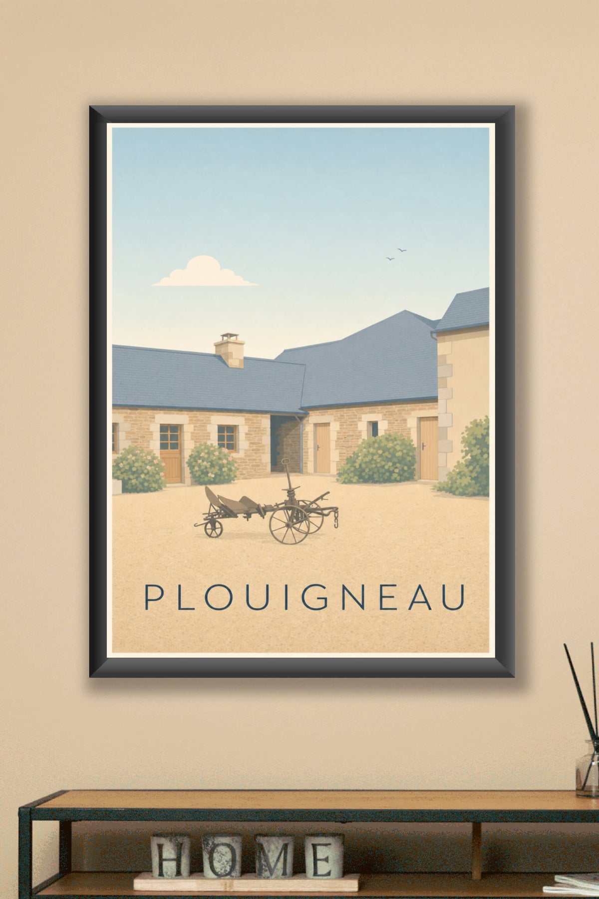Affiche de Plouigneau, poster cour bretonne